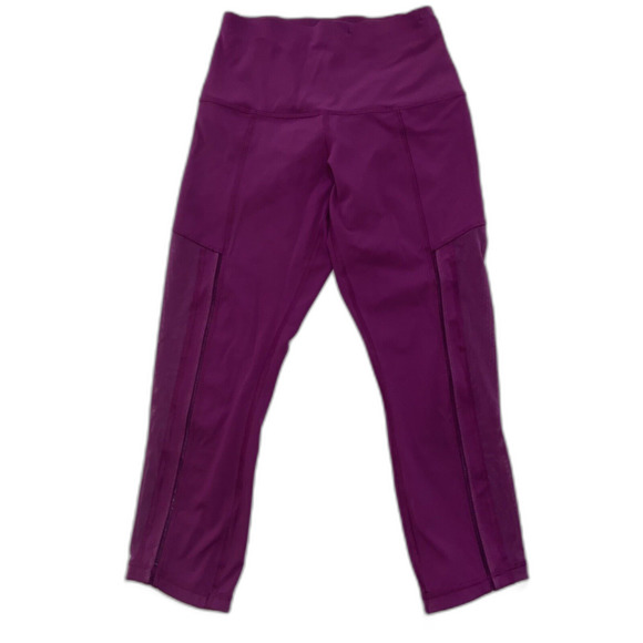 LULULEMON Hot To Street Crop Leggings Mesh Regal Plum Pink Magenta Size 4 - Picture 1 of 9